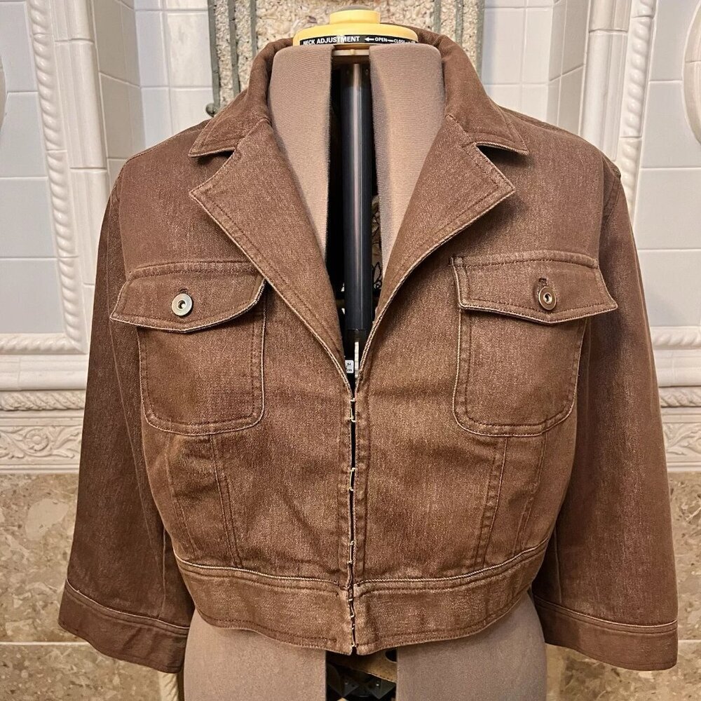 Latina. Size 20. Denim Jacket. Brown. Beaded Embellished Back Insert. B89